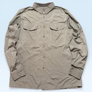 KUHL Shirt Mens Small Gray Check Snap Front Vented Outdoor Pockets Long Sleeve